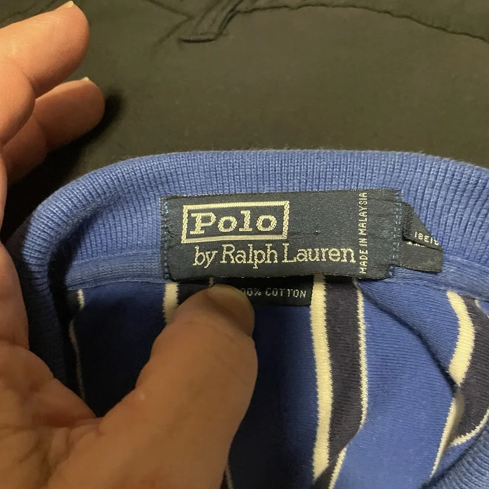 Polo by Ralph Lauren‎ Men's XL Polo Shirt Blue W White Striped Collared SS
